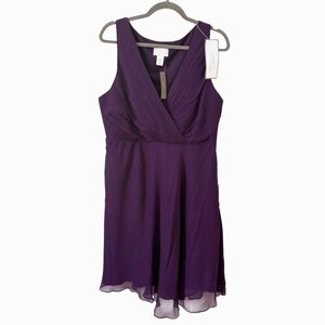 NWT J. Crew 100% Silk Chiffon Sleeveless Purple Midi Dress Size 16